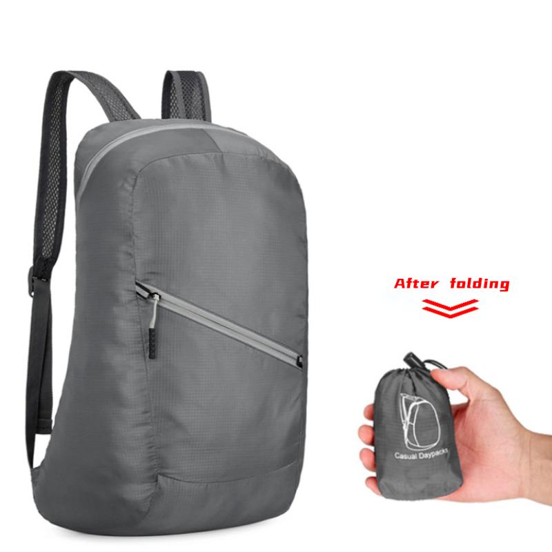 

Надлегкий рюкзак для відпочинку на природі. Чоловіча жіноча альпіністська спортивна сумка. Портативний водонепроникний рюкзак для подорожей No waterproof сірий