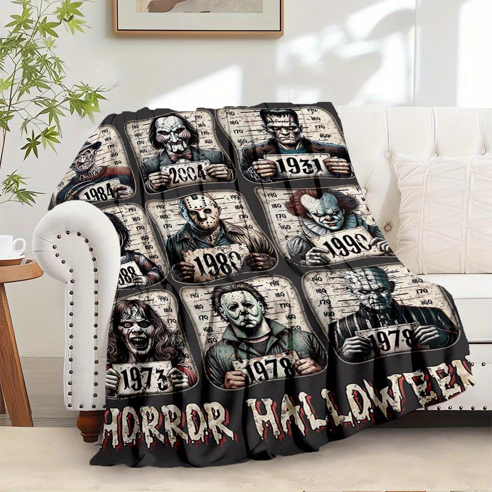 

1pc Horror,Halloween,CharactersTheme Digital Printed Flannel Blanket, Super Soft Plush Fleece Bed Cover, Multi-Function Four Seasons Hypoall 100x150cm