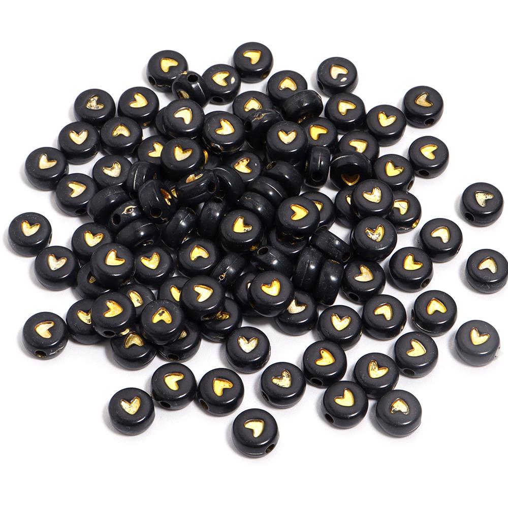 100pcs/lot 7mm Acrylic Heart Beads Flat Round Colorful Loose Spacer Beads For Jewelry Making DIY Necklace Bracelets Accessories