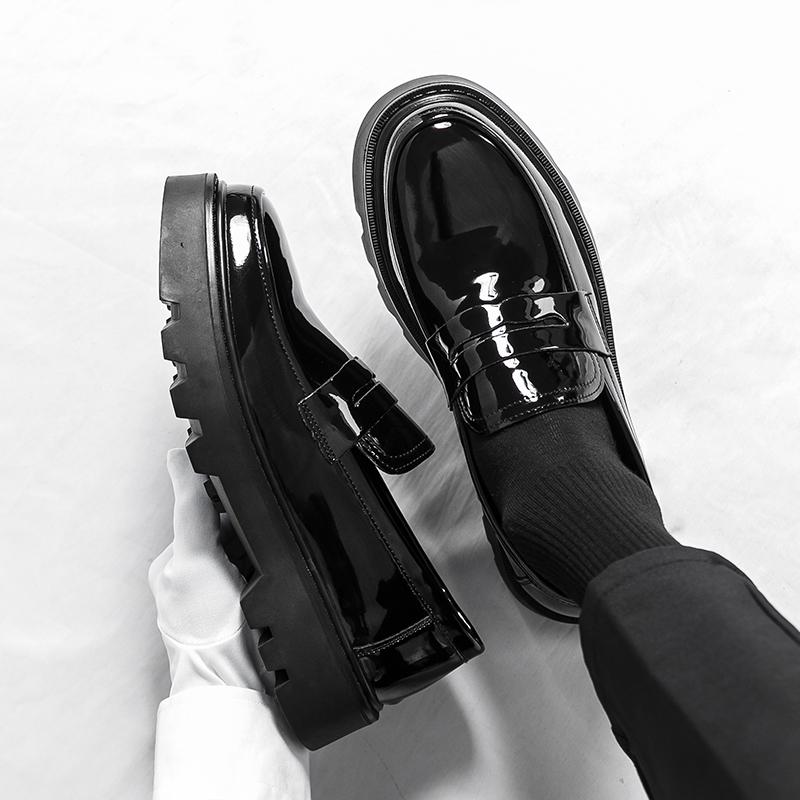 Dress Shoes Men Black PU Thick Sole Wear-resistant Casual Business Loafers European Social Shoes Size 38-45 Men Shoes