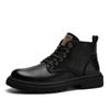 Fashion Round Toe Side Zipper Punk Boots British Style Mens High Top Shoes New Arrival Motorcycle Boots Simple Leather Ankle Boots Botas
