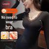 LANGSHA Women's Thermal V-Neck Seamless Base Layer with Built-in Bra