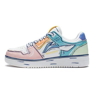 Li Ning Tian Ji Lightweight Breathable Durable Low-Top Skate Shoes Women Sneakers White Blue Pink AGCS200-2