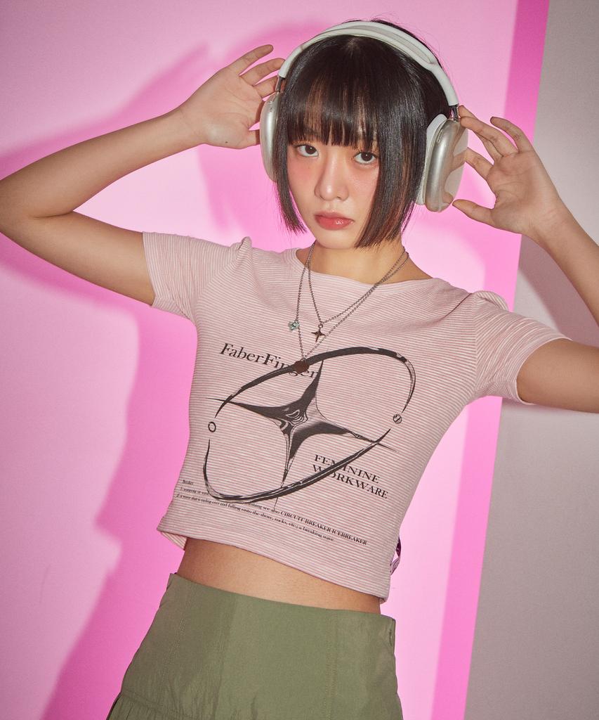 Pabeleupinggeo Signature Glitter Printing T-Shirt (Pink)
