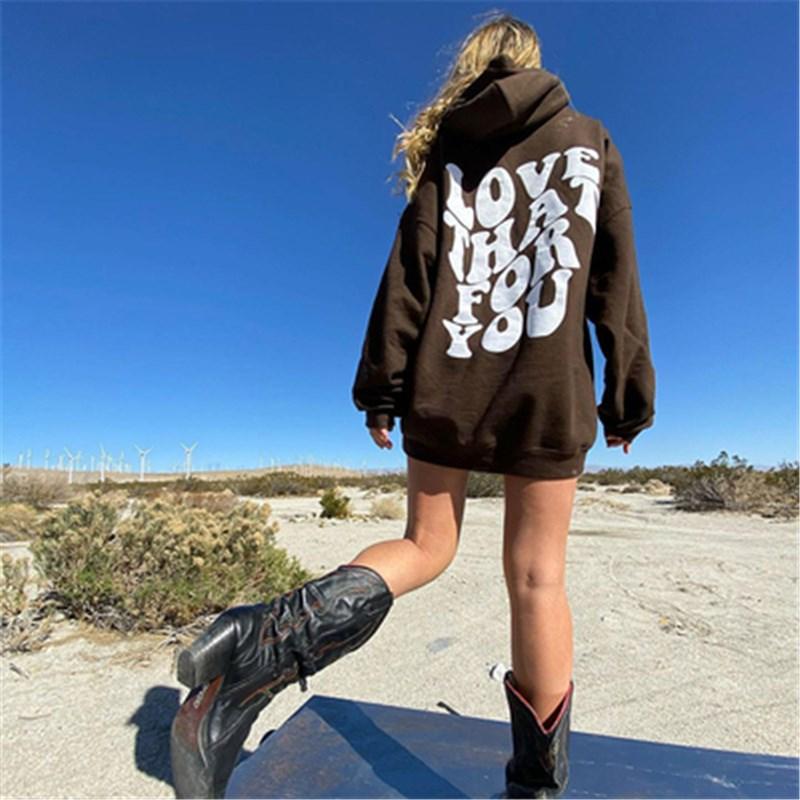 Y2K Street Letter Print Grunge Autumn/Winter Hip Hop Hoodie Street Casual Sweatshirt Pullover