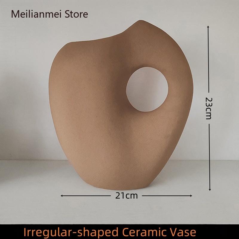 Lrregular-shaped Frosted Ceramic Vase, Artistic Decorative Soft Furnishing Ornaments for Living Room TV Cabinet Home Decor Vases