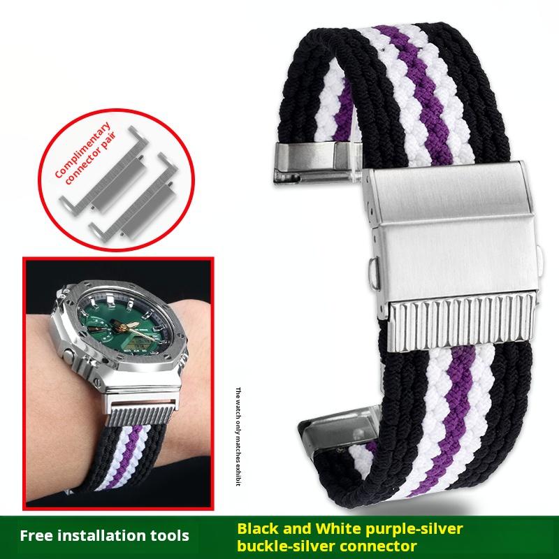 High Quality Elastic Nylon Watchband For Casio G-SHOCK GA-2100 2110 GM-2100 Series Modified Nylon Canvas Watch Strap Accessories