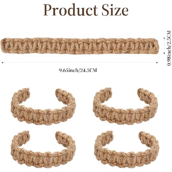 4pcs Braided Curtain Tiebacks Boho Curtain Holdbacks Farmhouse Tie Backs Holders for Home Bedroom Office Drapes Curta (Linen)