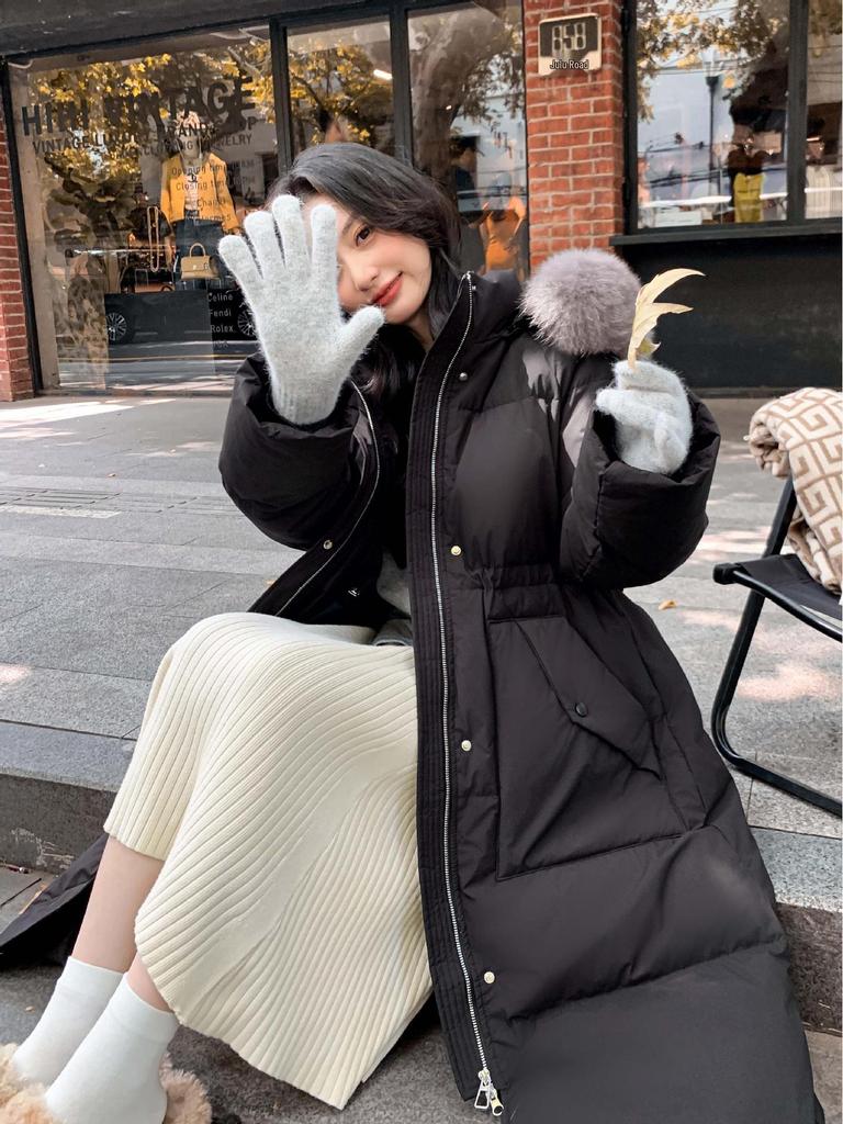 2024 Plus Size Maternity Over-the-Knee Slimming Down Jacket for Women