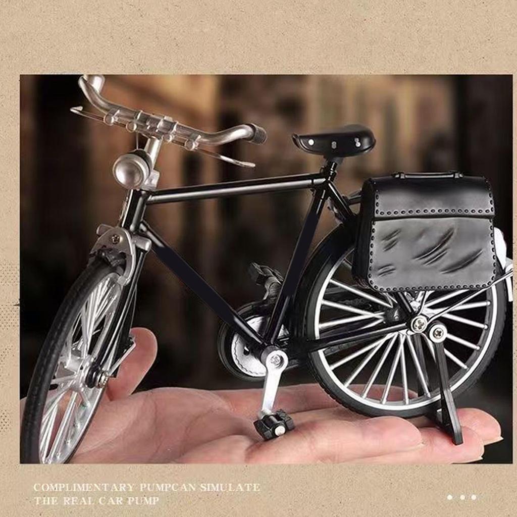 18x10x3cm Retro Aluminum Alloy Bicycle Model Toy Simulated Mechanical Bike Collection Ornament Classic Vintage Mini Bike Decor