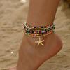 Summer Fashion Multilayer Rice Beads Starfish Pendant Anklet for Women Female Boho Colorful Zircon Beach Foot Ankle Chain Gifts