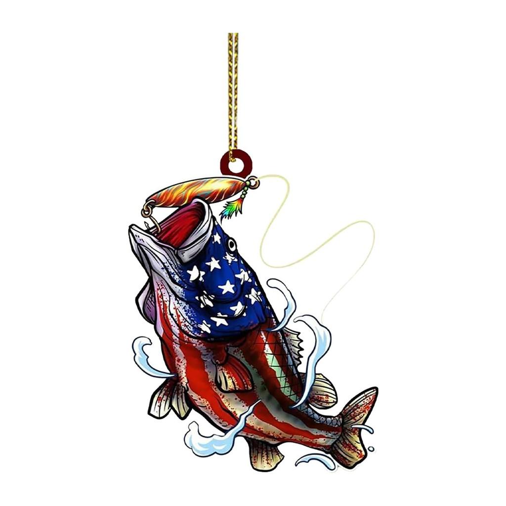 Cartoon Eyecatching Green Bass Fish Christmas Decoration For Your Vehicle Interior