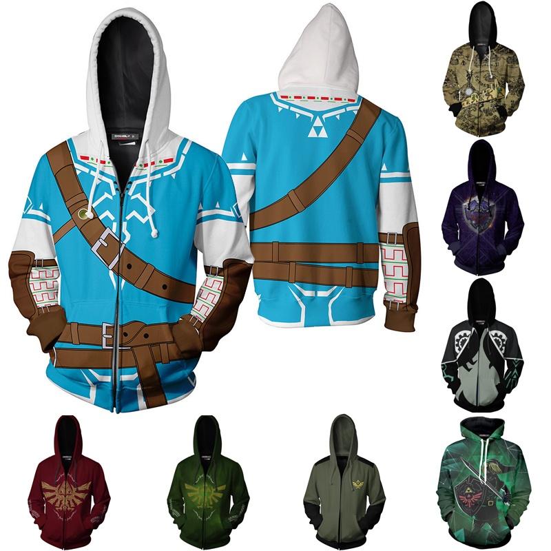 The Game Legend Of Zelda Cosplay Hoodies 3d Zip Sweatshirt Jacket Coat Pullover