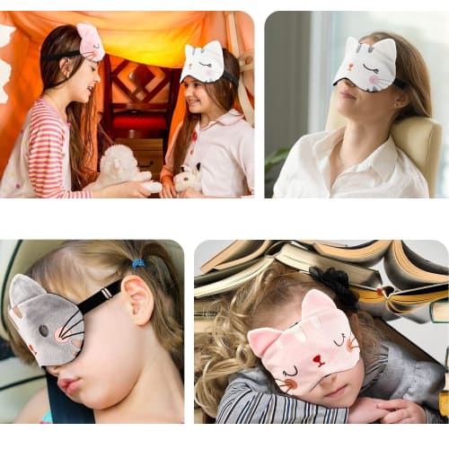 Siawadeky Light-Blocking Eye Masks for Sleeping, Set of 5, Cute Cat Print Eye Covers for Restful Sleep, No Pressure, Comfortable Sleep, and Naps with