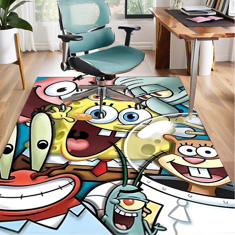 Sponge Expressions Pattern Office Rug Chair Mat, Game Carpet, Suitable for Front Door, Bedroom, Living Room, Desk, Holiday Gift