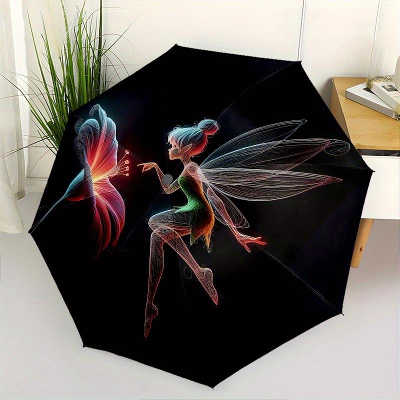 

Disney Tinker Bell, Flower Automatic Open/Close Fashion umbrella - Cute Umbrella with Cute Design, Portable 3-Fold Compact Umbrella for Men