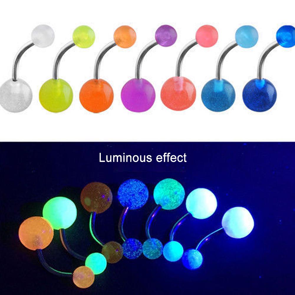 1 Stück 7 Farben Leuchtender Edelstahl Acryl Bauchnabelpiercing Körperschmuck