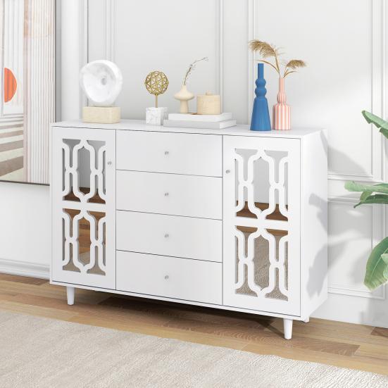 Kitchen Sideboard Multilayer Compartment Locker Mirror Surface Cabinet Door Modern Furniture MDF Bedroom Living Room Floor Cabinet Household Supplies