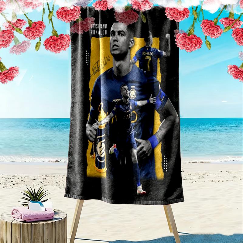 Cristiano Ronaldo: Legend Blue beach towel Outdoor camping Portable for travel Absorbent bath towel quick-drying swim towel Outdoor pool towel