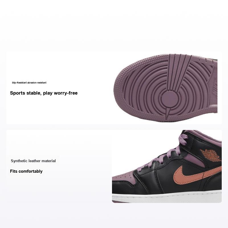 Кроссовки Air Jordan 1 Mid SE GS Black Sky J Mauve для детей Белый Sky-J-Orange FB9909-008 35.5