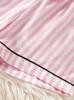 Girls Pink Striped Pajama Set, Short Sleeve Button-Down Sleepwear with Bow, Soft Loungewear for Kids 8-13 Years