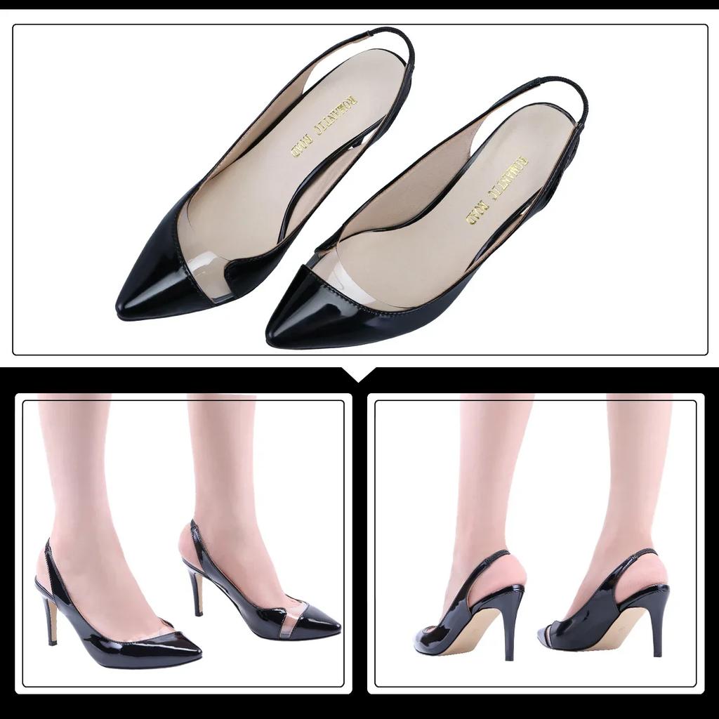 Women‘s Pumps Stilettos Sexy 8cm High Heels Pointed Toe Transparent Slingback Women Party Dress Wedding Shoes Elegant Large Size