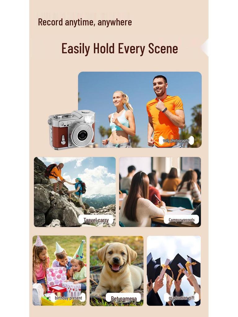 Capture Moments HD: Portable Mini Camera with Beauty Filters, Flash, and Playback - Perfect for Kids!