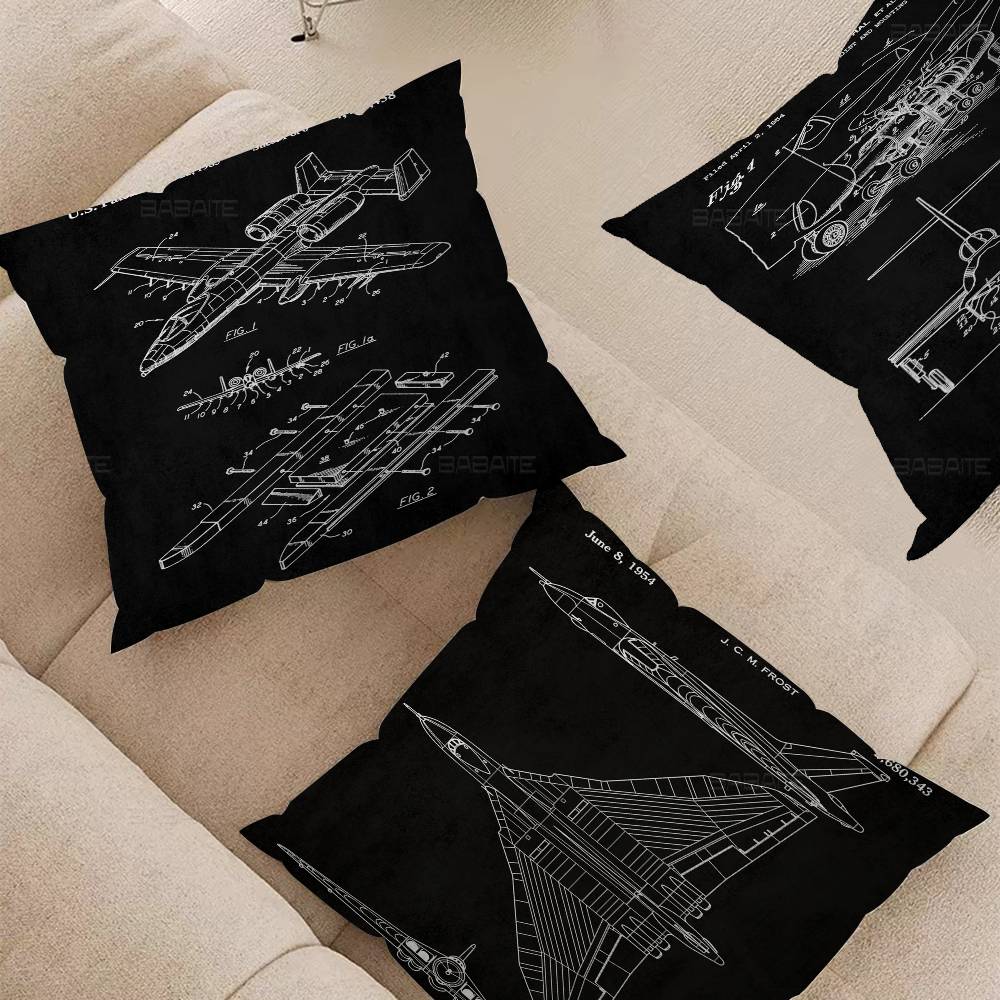Aircraft Patent Personalized Pillow Cover Kids Bedroom Wild Party Decor Pillowcase Kid Birthday Shower Gift