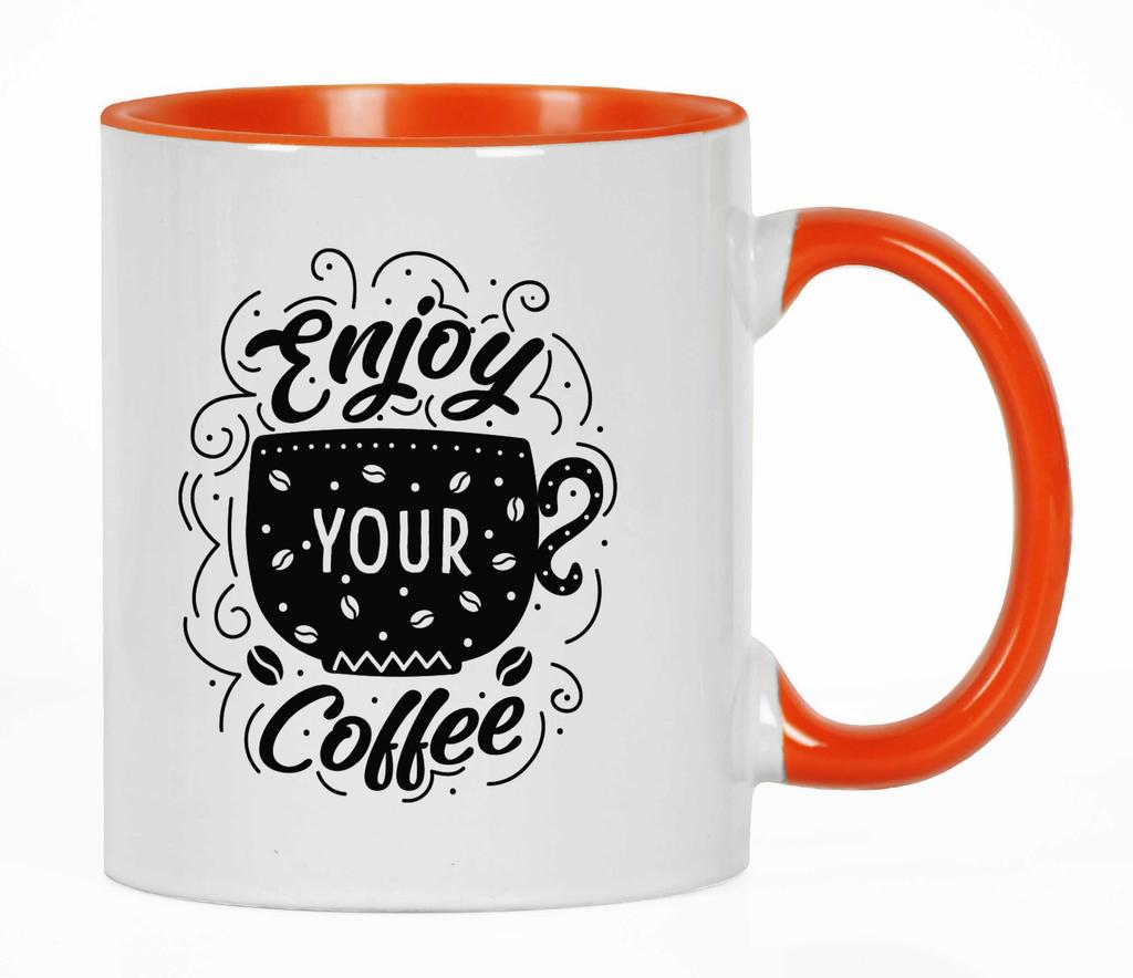 Inkdotpot Enjoy Your Coffee 11 Oz Ceramic Coffee Mugs Great For Bride Funny Novelty Gift For Coffee