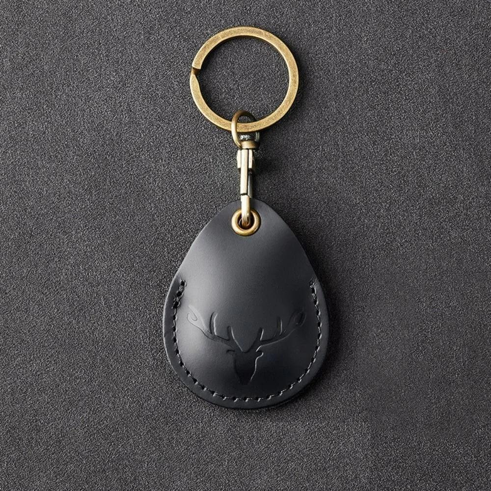 High Quality Leather Access Card Case Fingerprint-proof Anti-fall Key Tag Ring Anti-lost Accessories Access Tags Cover Universal