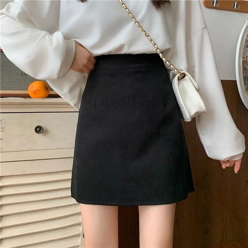 Women's Academic Style Teacher Skirt High Waisted Anti Exposure A Line Slimming Bodycon Casual All Match Versatile Campus Wear Skirt