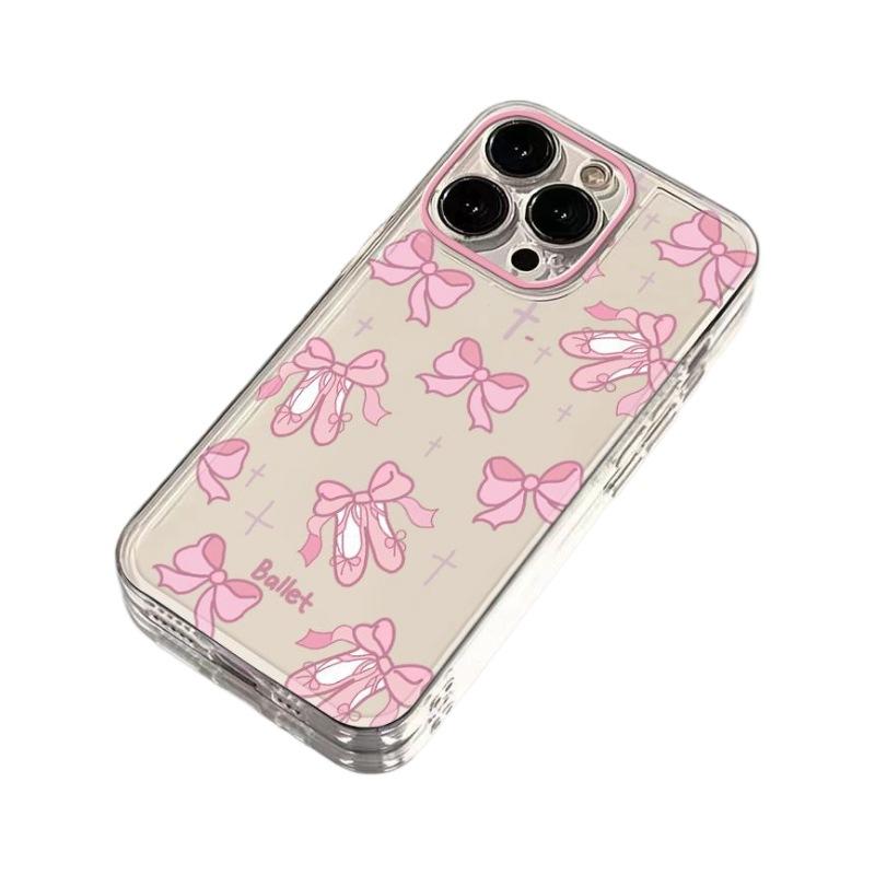 Simple bow is suitable for Apple 15 16promax mobile phone case 16 cartoon 13pro space case 14 fine holes