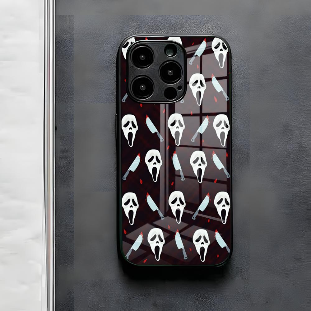 Ghost Face Scream Halloween Phone Case For IPhone 17 Air 16 E Pro Max 15 14 13 Mini 12 Pro 11 Max Plus Black Glass Cover