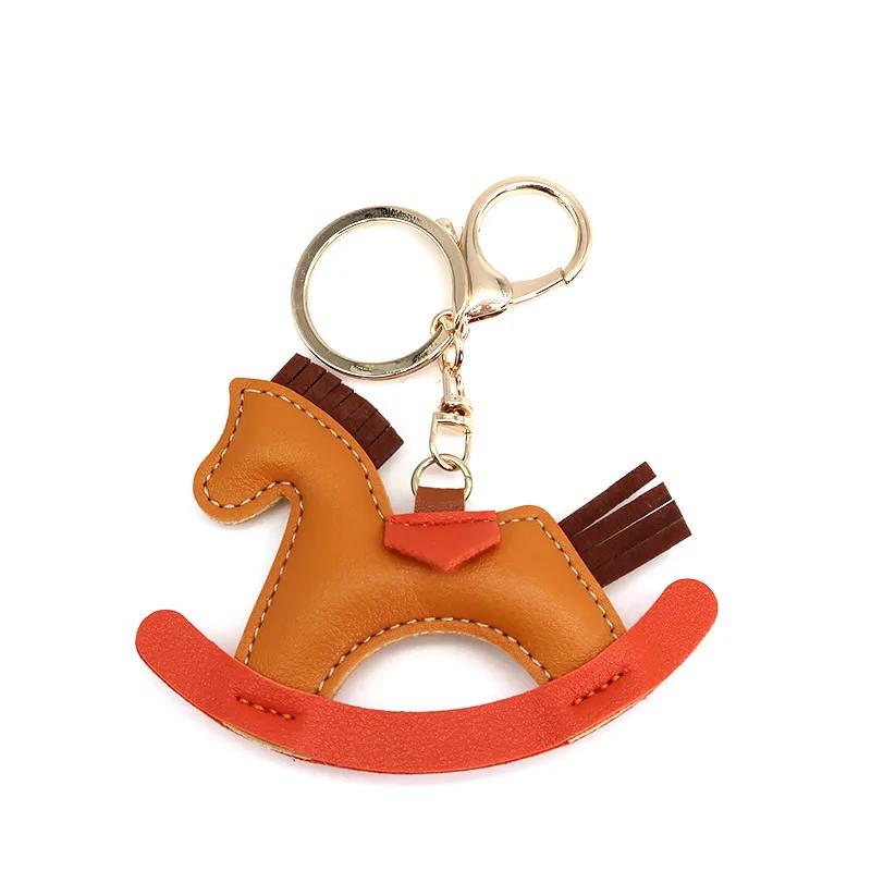 Women's Bag Charm Decoration Bag Pendant Cartoon Rocking Wooden Horse Women's Leather  Bag Charm Key Chain Cute Bag Accessories Gifts