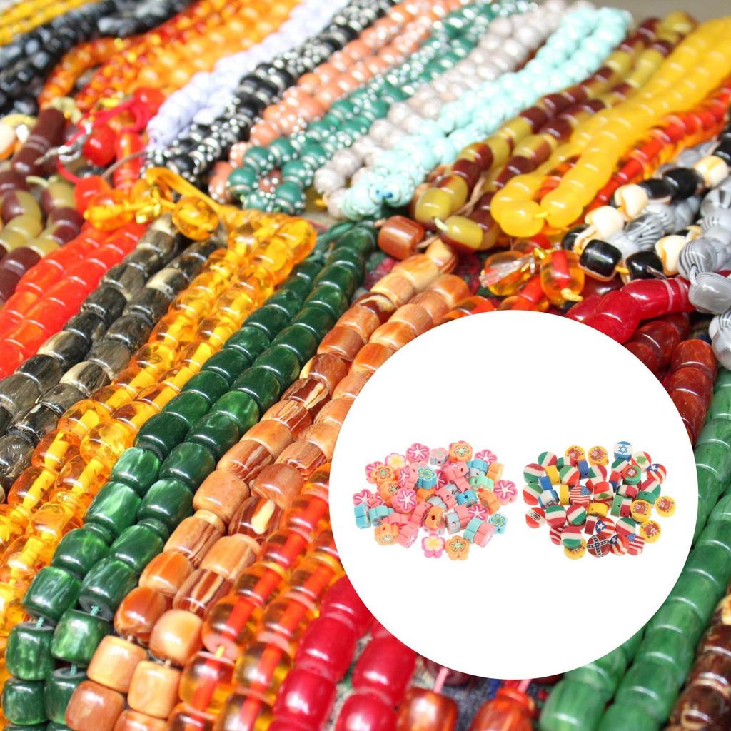 50 Pottery Beads Charms Craft Round Sliced Letter with Hole for Jewelry Making