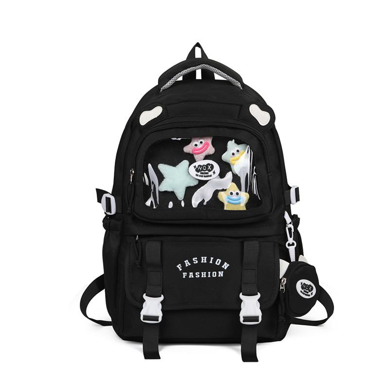 

Прозрачная сумка для боли для девочек и мужской рюкзак, контрастная цветная вставка, большая вместимость, рюкзак для учеников начальной и средней школы No interior decoration