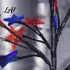 Independence Day Yard Decorations 4th of July Solar Garden Lights Red White Blue Star Outdoor Summer Party Lighting String Waterproof Flexible