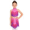 Eye-Catching Latin Dance Top with Skirt for Girls: Halter Neck Rhinestone Tassel Crop Top & Attached Briefs Skirt for Recital