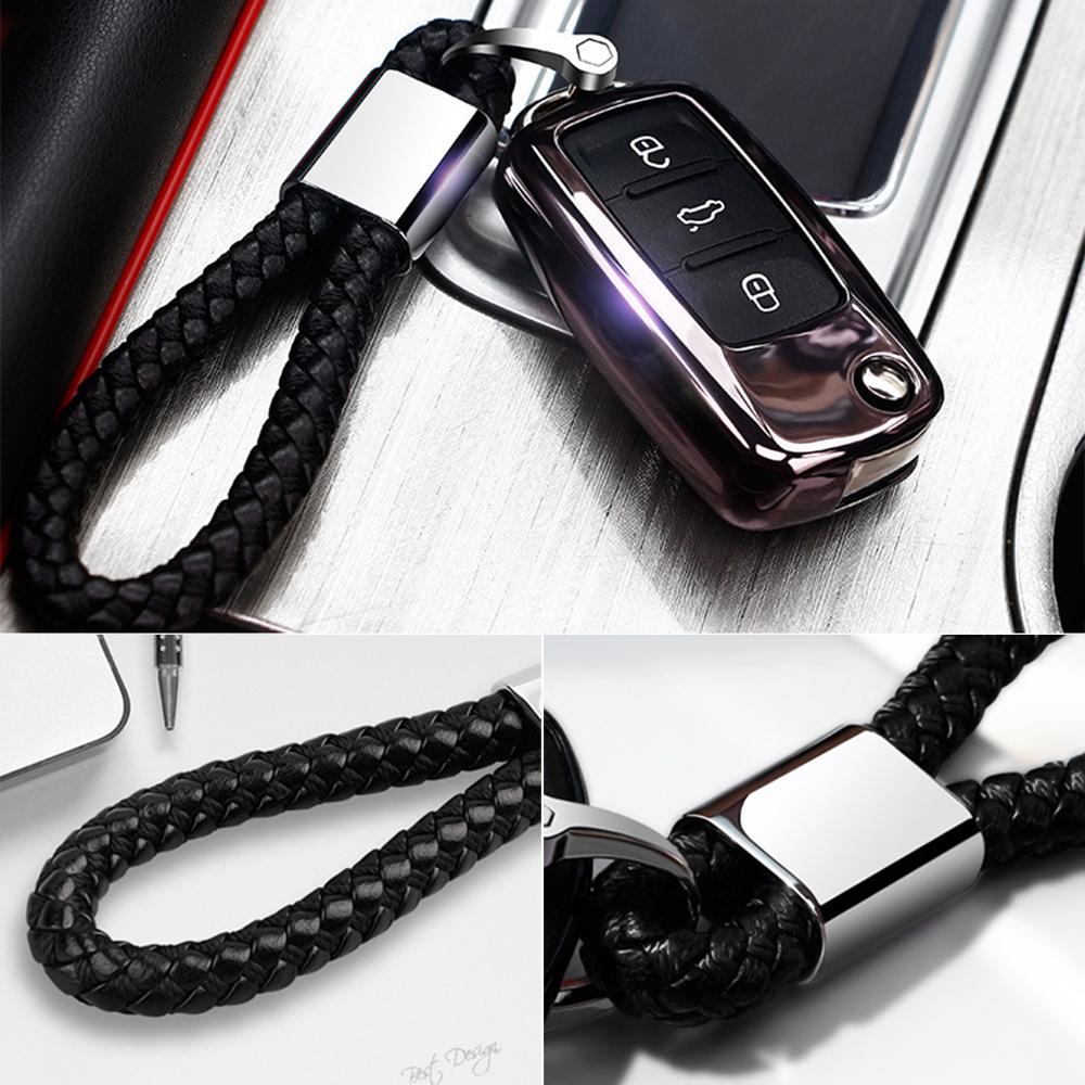 Autoschlüsseletui Auto-Styling Echt mit Schlüsselanhänger Autozubehör Schlüsseltasche Cover Schutz