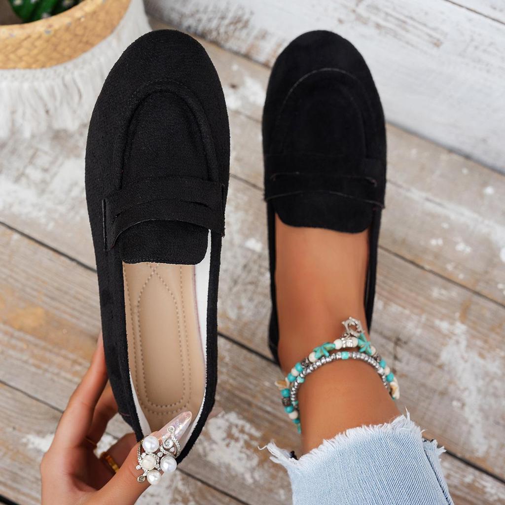Sapatos Baixos Femininos Sapatos Loafer Slip-on Feitos à Mão em Camurça Couro Genuíno Sapatos Baixos Confortáveis Tênis Elegantes para Uso Externo Feminino