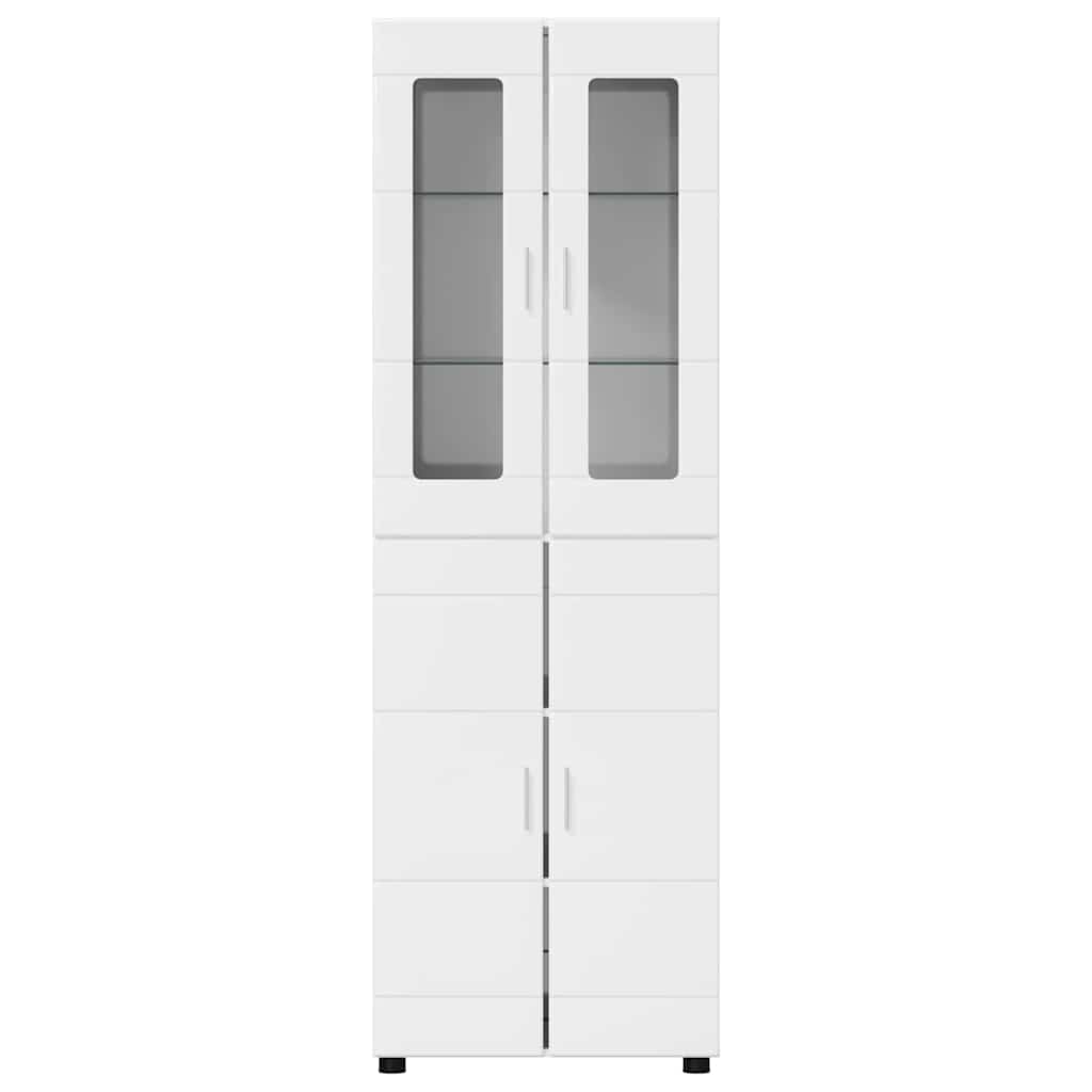 FLORIN Highboard High Gloss White 60 x 35 x 182 cm Particleboard