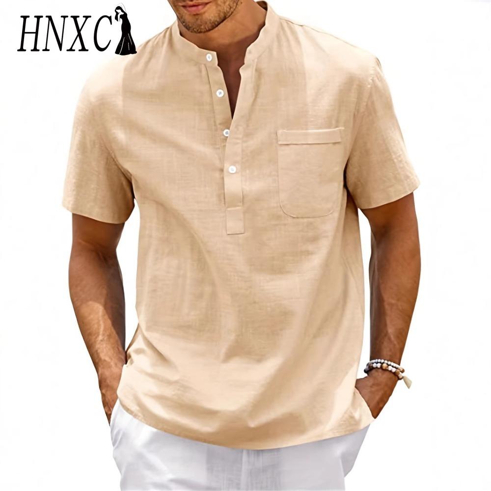 

HNXC Men s fashion casual solid color print Tops & T-shirts S білий