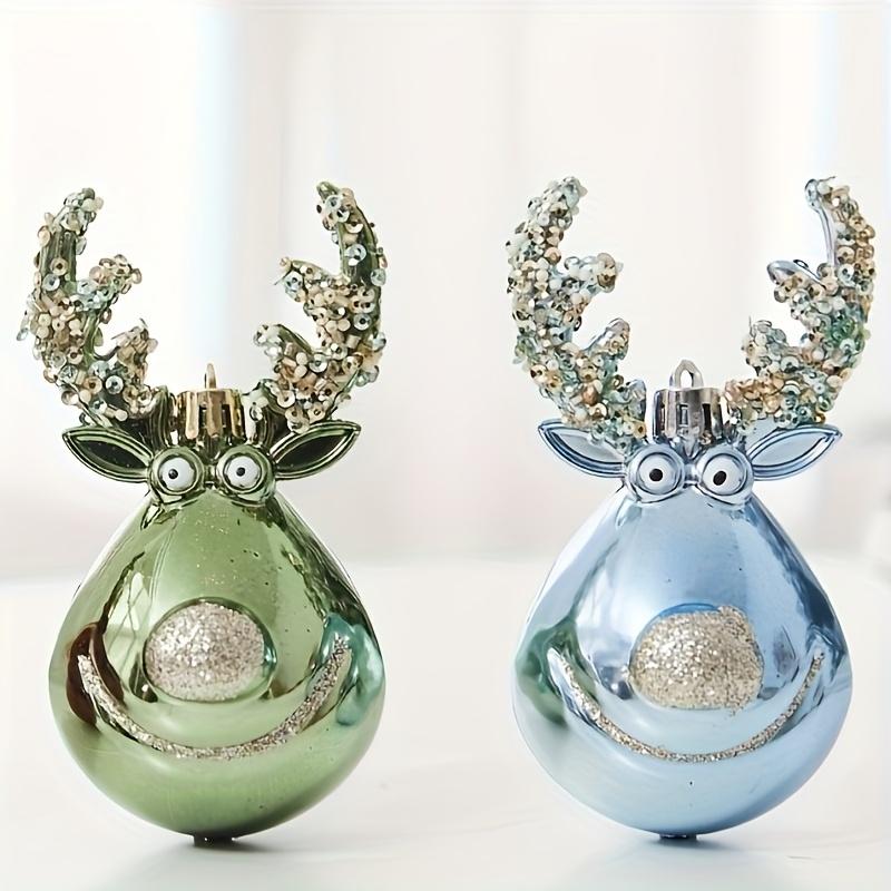 1 Set of 3 Christmas Decorations, Christmas Balls, Deer Christmas Balls, Christmas Tree Ornaments, Hand Painted Christmas Balls