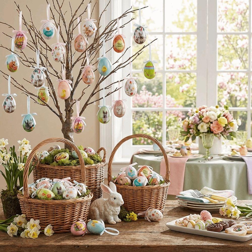 DIY Craft Easter Eggs Pendant Painted Easter Egg Props Foam Easter Eggs  Window Door Garden