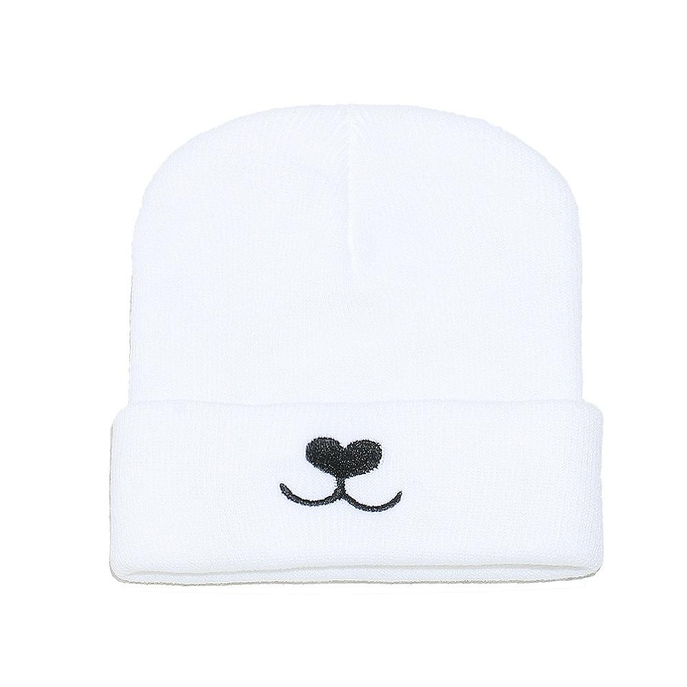 Temu Autumn and Winter New Wool Hat Cute Bear Embroidered Knitted Hat Brimless Cap Thermal Pullover Hat Women