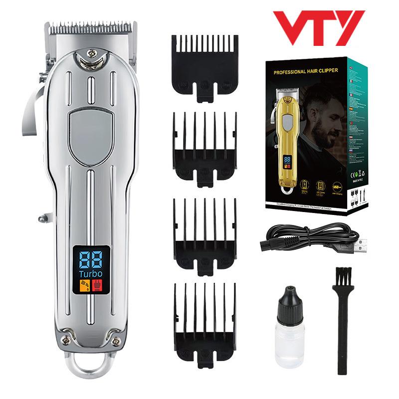 Electric Hair Clipper with Steel Blades & Digital Display – Rechargeable 808 Model for Cross-Border Salon & Home Use