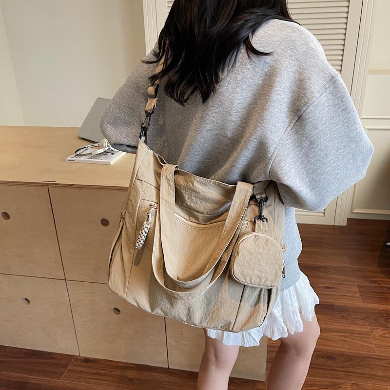 Large capacity cloth bag women's summer new versatile shoulder messenger bag casual college student class tote bag