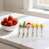 6Pcs Creative Stainless Steel Cake Fork Reusable Cute Fruit Forks  Coffee Stirring