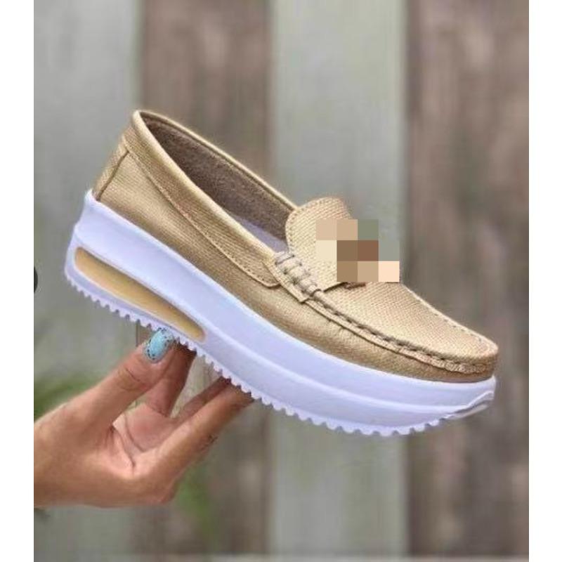 Zapatos Planos de Mujer Antideslizantes de Suela Gruesa con Punta Redonda y Boca Poco Profunda