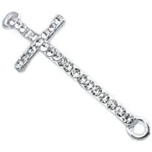 

10Pcs/Lot Rhinestone Cross Charms Pendant Bracelet Connectors For DIY Necklace Bracelet Jewelry Making Handmade Accessorys - (Color: Silver) Black,Silver